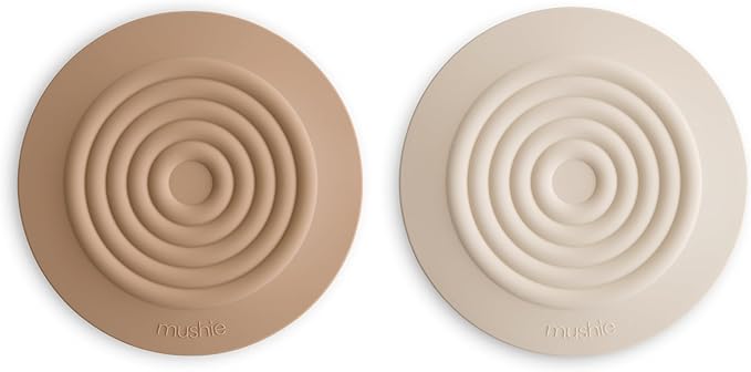 mushie Silicone Drain Stopper 2-Pack | 5.5 inch Diameter Bathtub Flat Suction Cover (Natural/Shifting Sand)