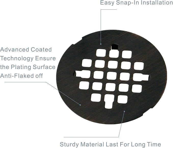 HIDROP Bronze Snap-in Shower Floor Drain Cover, 4-1/4" OD Round Shower Strainer Grid, Easy-to-Install Replacement Cover Stainless Steel
