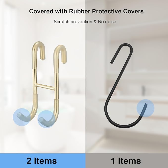 Homevacious Shower Door Hooks, 4 Pack Over Shower Glass Door Hook,SUS 304 Stainless Steel Rack Hooks, Frameless Bathroom Hanger Drilling-Free, Glue-Free Towel Hooks,Brushed Gold