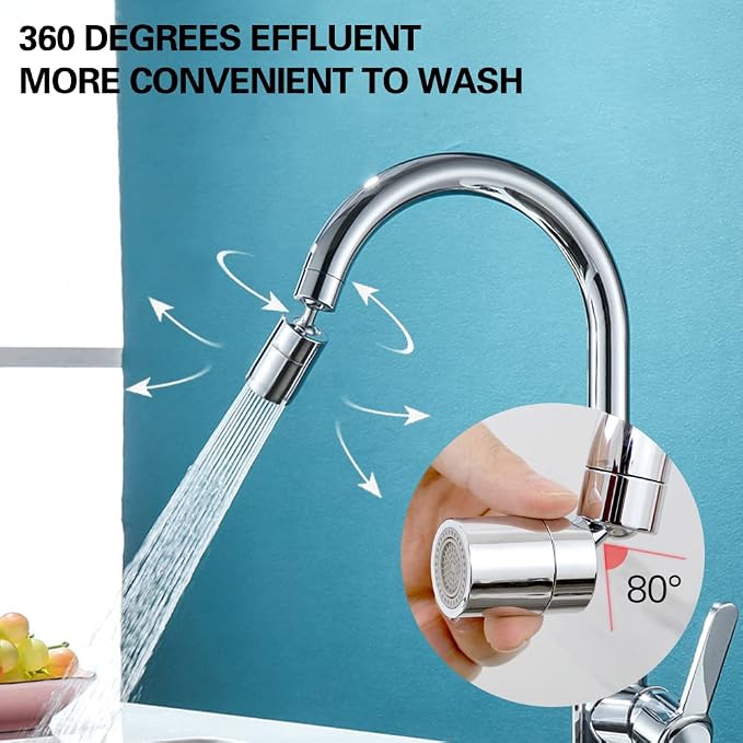 2 Pack Sink Faucet Aerator 360 Degree Swivel Kitchen Faucet Sprayer Attachment,Dual Water Flow Modes, 55/64 Inch-27UNS Female Thread,15/16 Inch-27UNS Male Thread Adapters