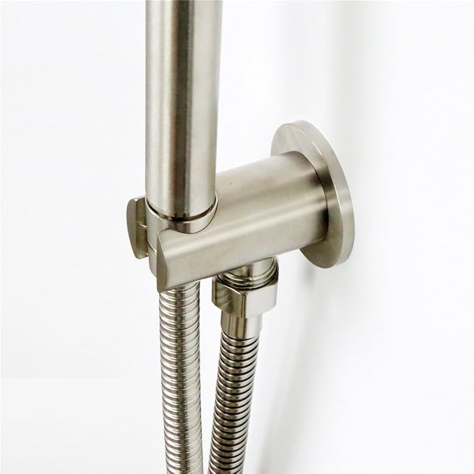 Hand Held Shower Holder with Hose Connector for Shower System Faucet Set,Shower Wand Holder Wall Mount,Handheld Shower Handle Sprayer Holder Attachment,Shower Hose Adapter Brushed Nickel