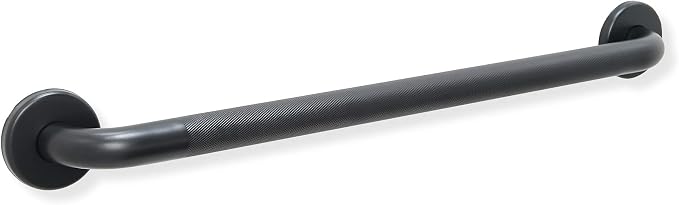 30” Shower Handle Knurled Grip | 304 Stainless Steel Grab Bars for Bathtubs and Showers | Matte Black ADA Standard Hand Rails for Seniors, Children, Injured People | Supports Upto 400lbs