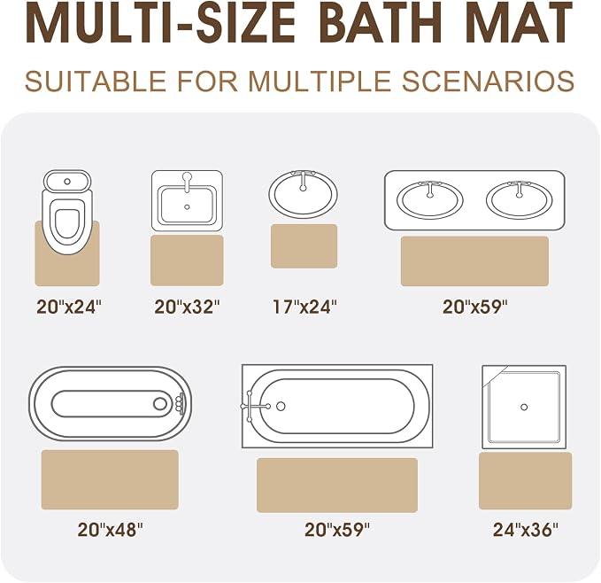 ACCUMTEK Memory Foam Bath Mat Set 3 Piece, Ultra Soft Absorbent Waffle Bathroom Rugs, Super Non-Slip PVC Backing Bath Rug Quick Dry, Machine Washable Rug for Tub, Shower, Home Decor Accessory, Beige
