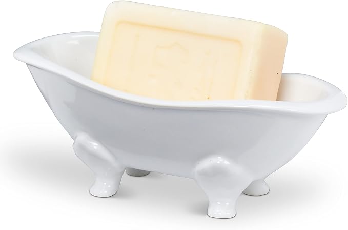 Abbott Collection Bathtub Soap Dish | Porcelain, White, 6"L