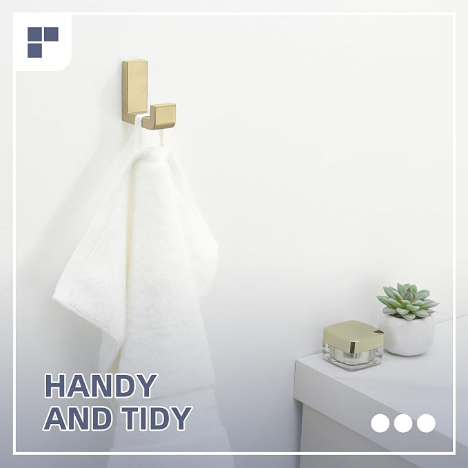 Angle Simple Towel Hook for Bathroom, SUS304 Stainless Steel Robe Coat Hook for Wall Mounted, Hand Towel Holder Brushed Gold