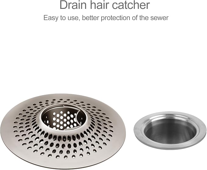 LEKEYE Shower Drain Hair Catcher/Bathroom Drain Cover/Bathtub Drain Strainer/Shower Stall Drain Protector(Brushed Nickel)