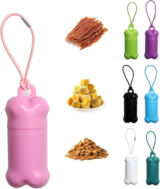 Portable Dog Treat Pouch for Pet Training, 1 piece(Pink) | Mini Treat Holder Small Dog Treat Bag for Training, Dog Probiotics Container -