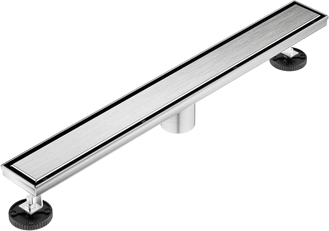 Neodrain 24-Inch Linear Shower Drain- with 2-in-1 Flat & Tile Insert Cover, Brushed 304 Stainless Steel Rectangle Shower Floor Drain,Floor Shower Drain