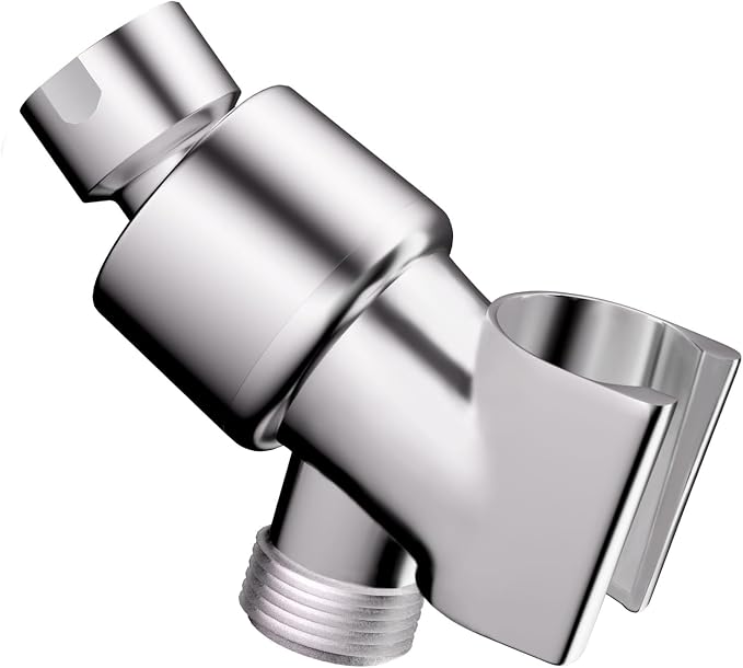 Shower Head Holder for Hand Held Showerheads, Adjustable Shower Arm Mount with Swivel Ball Joint, Premium ABS Bracket, Connect Shower Arm and Shower Hose (Chrome)