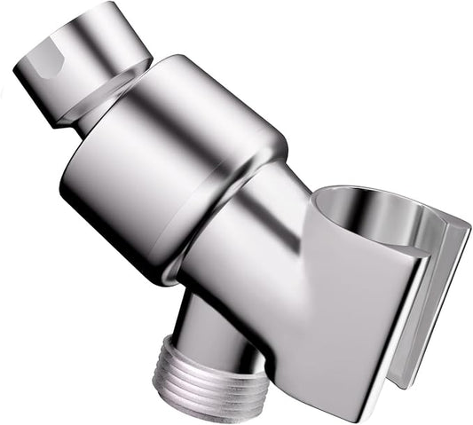 Shower Head Holder for Hand Held Showerheads, Adjustable Shower Arm Mount with Swivel Ball Joint, Premium ABS Bracket, Connect Shower Arm and Shower Hose (Chrome)