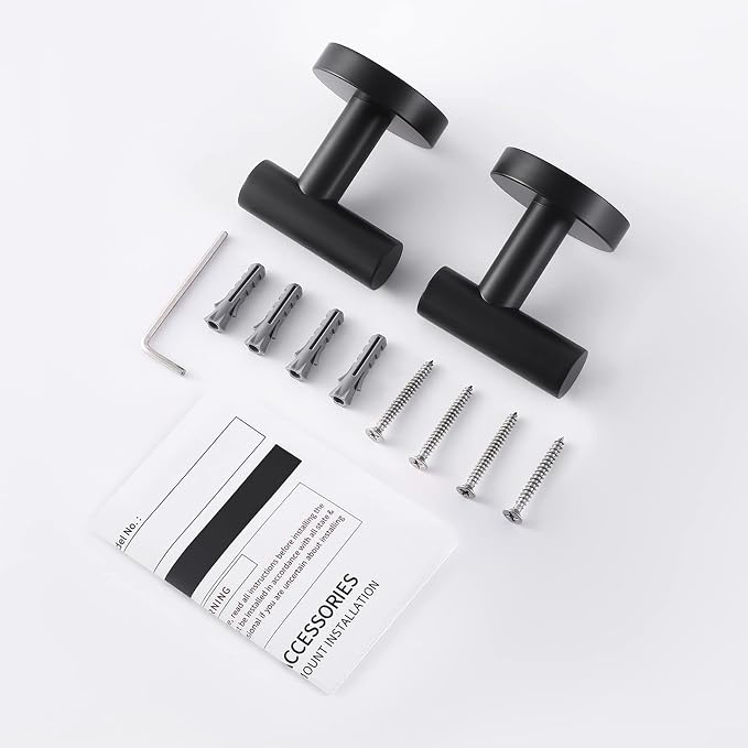 KES Bathroom Towel Hook Robe Hook Shower Kitchen Wall Hanging Hooks Wall Mount SUS 304 Stainless Steel Matt Black 2 Pack, A2164-BK-P2