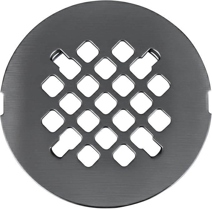 4 ¼” Polished Dark Grey Snap-in Shower Drain Cover - Replacement - 4.25" OD Strainer - Easy Install - Premium Round Shower Drain Cover - Solid Brass Construction - (Titanium/Gun Metal)