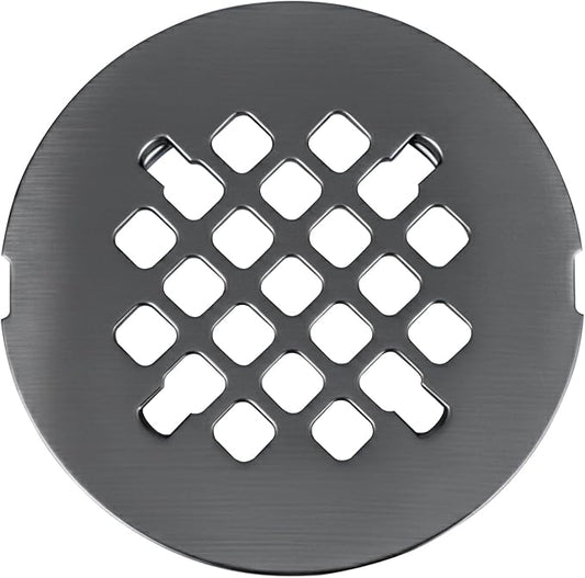 4 ¼” Polished Dark Grey Snap-in Shower Drain Cover - Replacement - 4.25" OD Strainer - Easy Install - Premium Round Shower Drain Cover - Solid Brass Construction - (Titanium/Gun Metal)