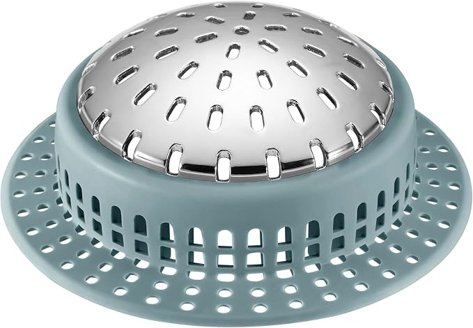 Aluvor Bathtub Drain Hair Catcher Shower Drain Cover Sink Drain Protector | Bathroom Sink & Bathtub Drain Strainer for Pop-Up & Regular Drains, Greyish Blue