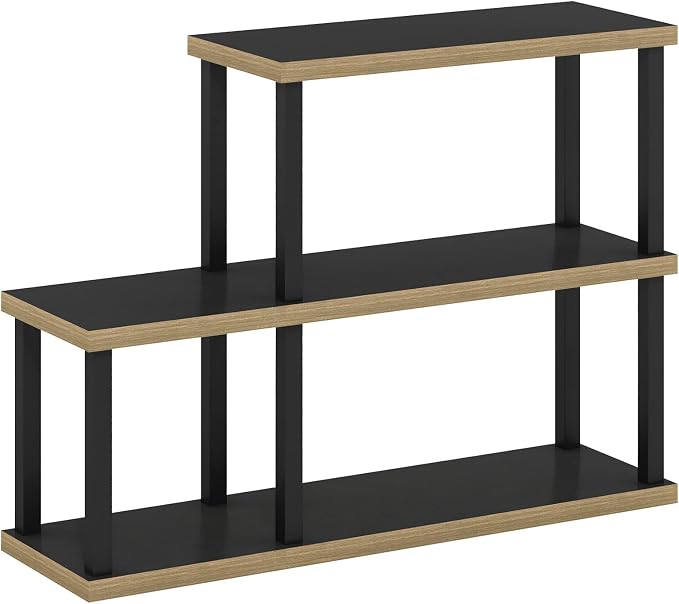 Furinno Turn-N-Tube No Tools Decorative Display Shelf, 3-Tier Ladder, Americano/Black