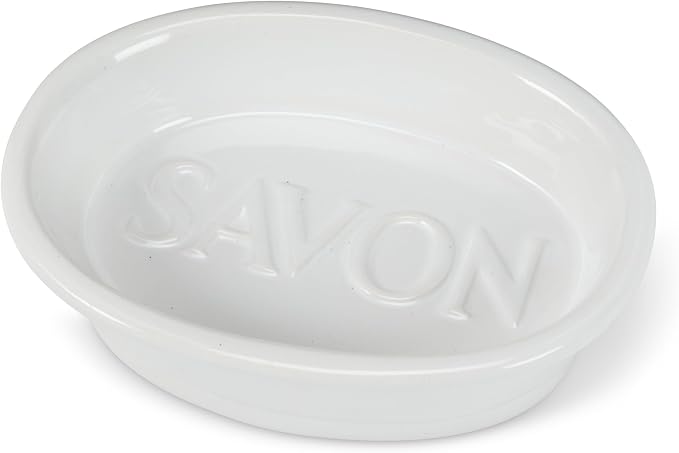 Abbott Collection Oval Savon Soap Dish | Ceramic, White, Dishwasher Safe, 5"L