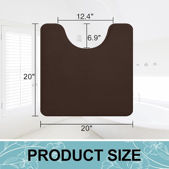Smiry Memory Foam Toilet Rugs 20x20, Extra Soft Absorbent Bathroom Rugs | Brown, Quick Dry Machine Washable Non-Slip Contour Bath Mat for Toilet