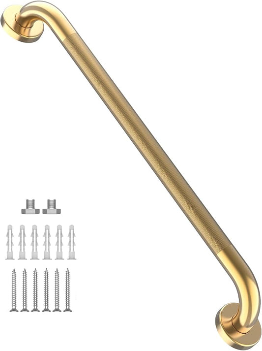 32 Inch Anti Slip Shower Grab Gold, Munzong Bathroom Grab Bar, Knurled Bathroom Balance Bar,Safety Hand Rail Support Handicap Elderly Injury Senior Assist Bath Handle