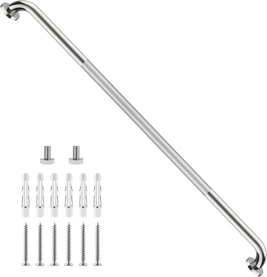 48 Inch Bathroom Grab Bar, ZUXET Chrome Extra Long Safety Grab Bar w/Knurled Texture, Stainless Steel Anti-Slip Safety Handrail for Toilet Shower Bathtub, Wall Mounted Support Bar for Seniors Elderly