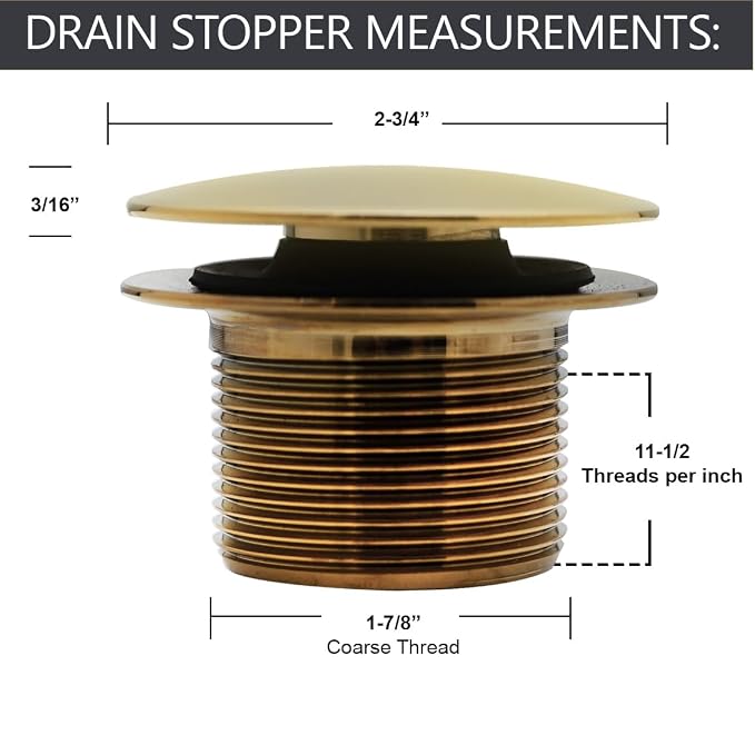 Westbrass A398R-01 1-1/2" NPSM Coarse Thread Mushroom Tip-Toe Bathtub Drain Stopper, Polished Brass
