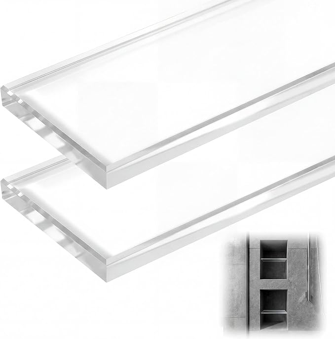 AceOrbit 2 Pcs 3-1/8 x 12-3/4 x 3/8 Inch Glass Shower Shelf for Shower Niche Break-Resistant Easy Install Ultra-Clear Glass Support for DIY Storage Decor