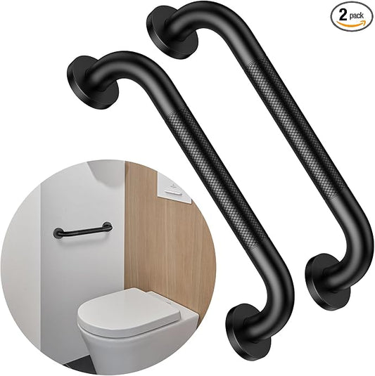 12 Inch Anti Slip Bathroom Grab Bar, Munzong Oil Rubbed Black Shower Grab Bar for Bathtubs, Knurled Handicap Balance Bar,Safety Hand Rail Support Elderly Senior