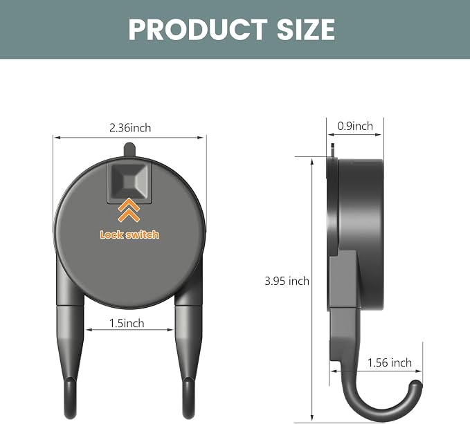Strong Suction Cup Hooks for Shower, Bathroom, Kitchen, Heavy Duty Hangers for Door Wreaths, Robe, loofah, Towel, Utensils, Removable Wall Hooks for Tile, Glass, Mirror (4 Pack-Gunmetal)