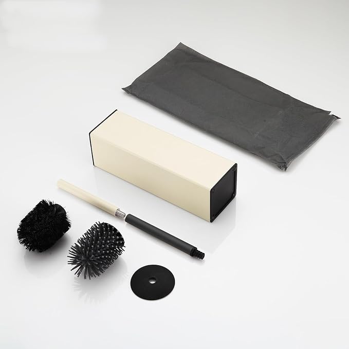 BVL Toilet Brush and Holder Set White Freestanding for Bathroom
