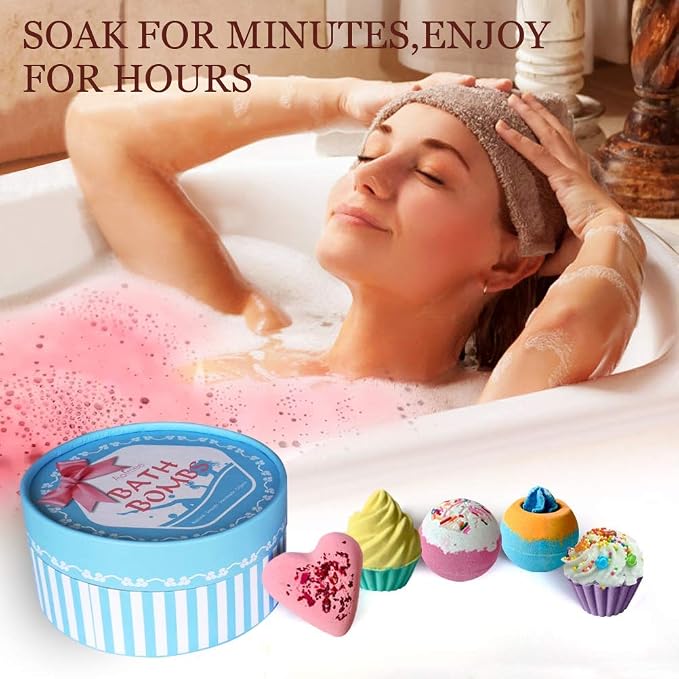 Aofmee Bath Bombs, 6pcs Bubble Bath Bomb for Girls, Handmade Fizzies Bathbombs for Women, Natural Organic Kids Spa Kit, Non Toxic Bath Kit for Teens, Gift Set for Mother Birthday Christmas Easter