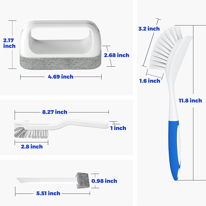 Holikme Dish Brush Cleaning Brush Set for Cleaning Groove Gap,Blue | Dish Brush Set Cleaning Brush Set, Scouring Pad for Cleaning, Groove Gap Brushes for Pot, Pan, Abrasive Wheel Brushes