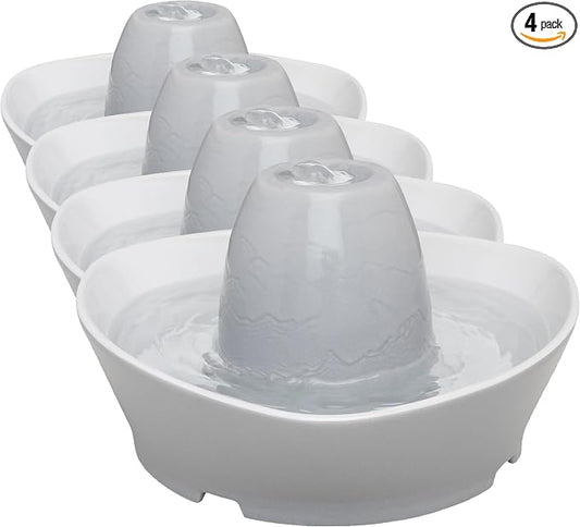 PetSafe Ceramic Pet Fountain – for Cats and Small Dogs 60 Oz Water Capacity Whisper-Quiet Flow – Great for Shy or Timid Pets Fresh, Filtered Water 1 Count (Pack of 4)
