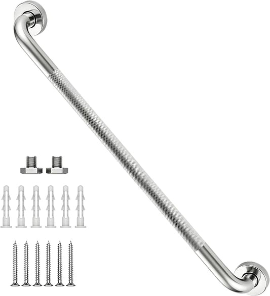 32 Inch Shower Grab Bar, Brushed Nickel Anti Slip Safety Bars, 304 Stainless Steel Bathroom Handrail, Handicap Grab Bars for Wall, Shower Grip Handle for Seniors Elderly Injury Assist Bath (1.25" Dia)