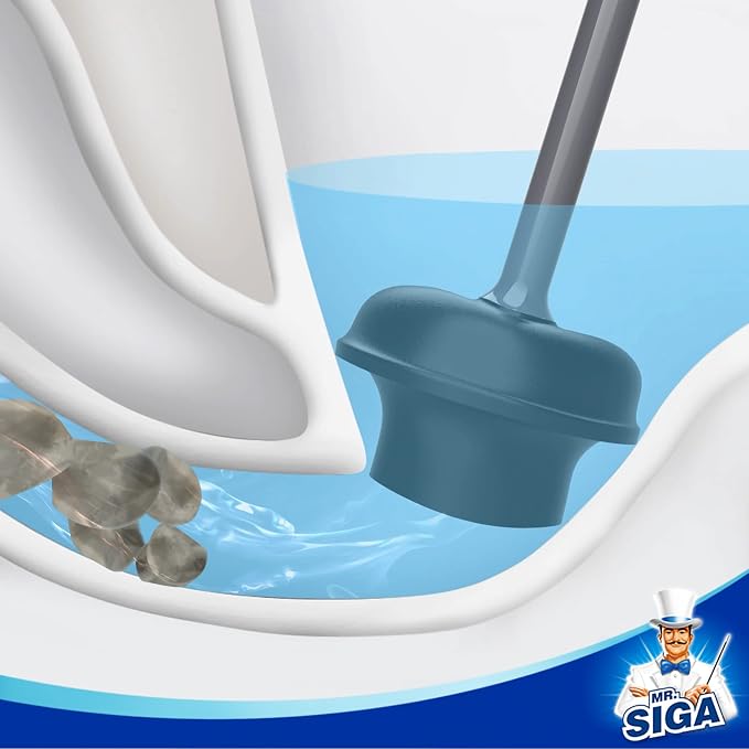 MR.SIGA Toilet Plunger with Holder, Plungers for Bathroom Heavy Duty, Gray | Automatic lid design, sturdy long handle, heavy duty toilet plunger and holder set, toilet clog remover