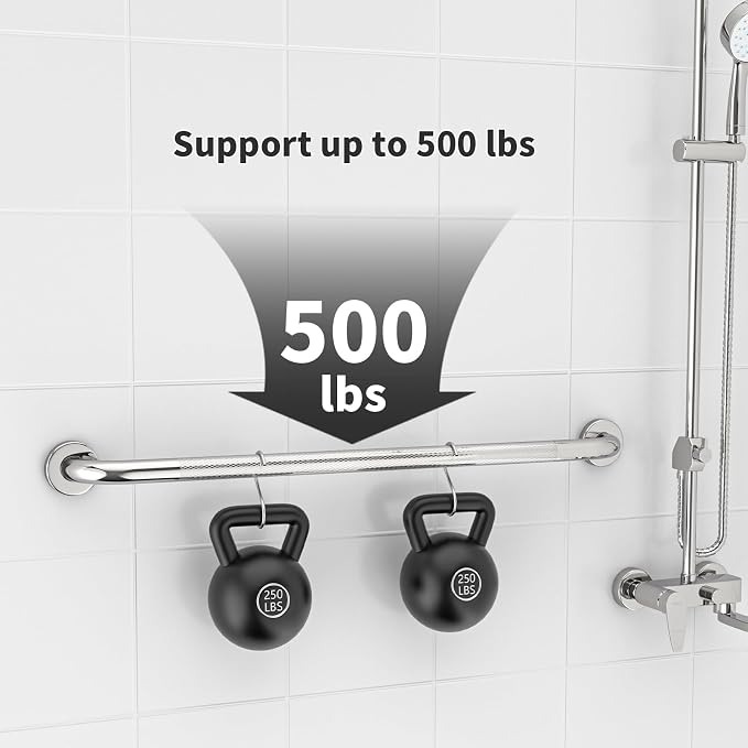 36 Inch Anti Slip Shower Grab Bar,Munzong Bathroom Grab Bars and Showers,Brushed Nickel Knurled Handicap Balance Bar,Safety Hand Rail Support Elderly Senior Bath Handle