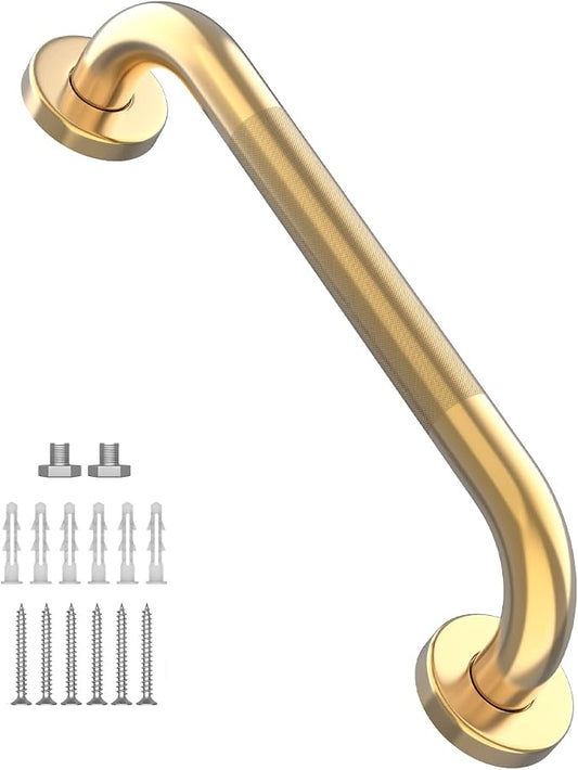 20 Inch Anti Slip Shower Grab Gold, Munzong Bathroom Grab Bar, Knurled Bathroom Balance Bar,Safety Hand Rail Support Handicap Elderly Injury Senior Assist Bath Handle