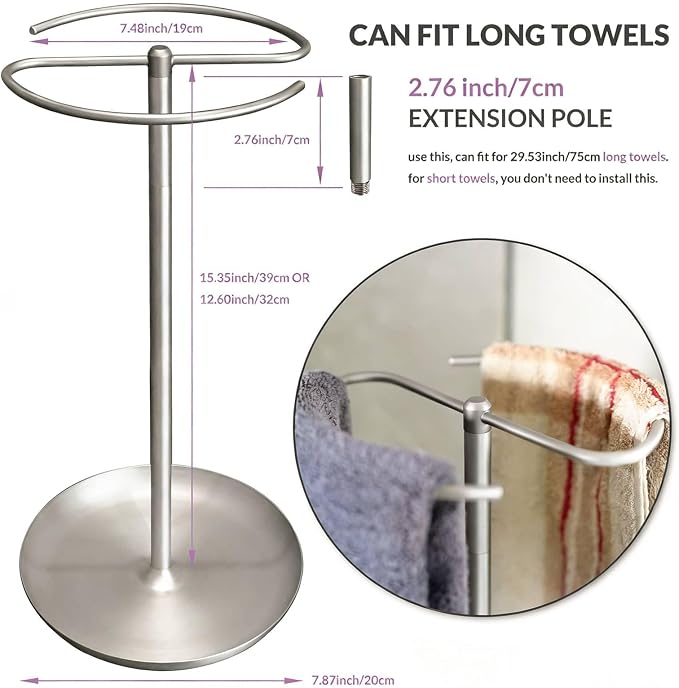 Hand Towel Holder Countertop with Storage Tray Weighted (Brushed Nickel) | heavier base | electroplated for a lasting shine | bathroom organizer | storage tray for watch, necklaces, glasses, earring