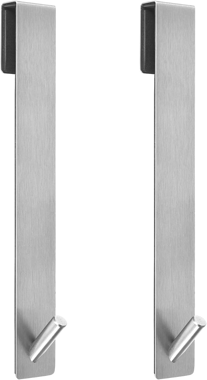 Kontoyo Shower Door Hooks(10 Inch),Extended Over Door Hooks for Bathroom Frameless Glass Shower Door,Stainless Steel Towel Hooks,Heavy Duty Rack Hooks for Robe,Towel-2 Pack-Silver