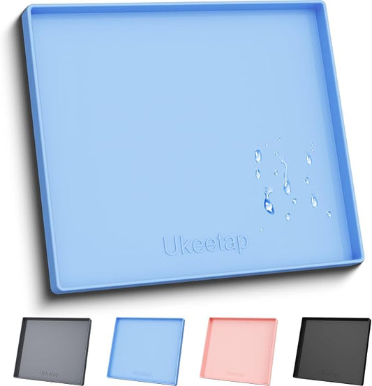 22" x 19" Extra Thick Silicone Mat Waterproof with Raised Edge, Blue | Under Sink Mat for Kitchen & Bathroom, Kitchen Cabinet Liner, Multi-Purpose for Storage & Protection