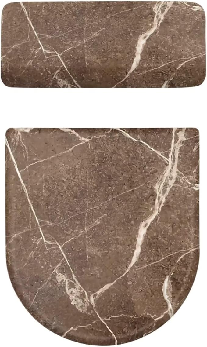 Brown Marble Toilet Cover Lid Set 2 Pack Toilet Seat Covers for Bathroom Decor Replacement Elongated