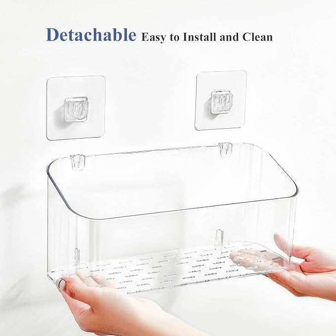 UNIKON Bath Toy Storage 2 Packs, Large Bath Toy Holder, Quick Dry Bathtub Toys Organizer, Bathtub Toys Basket, Shower Caddy Shower Organizer for Baby, Toddler, Kids, Clear