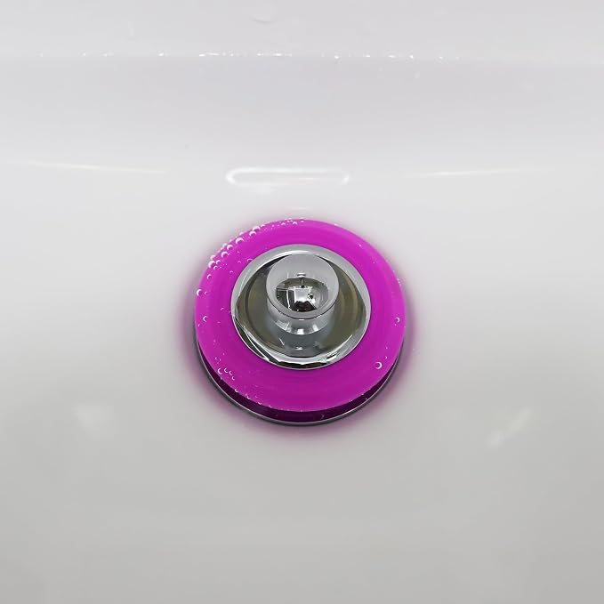 XAJOON Pink Silicone Drain Plug with Chrome-Plated Metal Handle, Premium Tub Stopper for Bathtubs and Bathroom Sinks（Patented Product