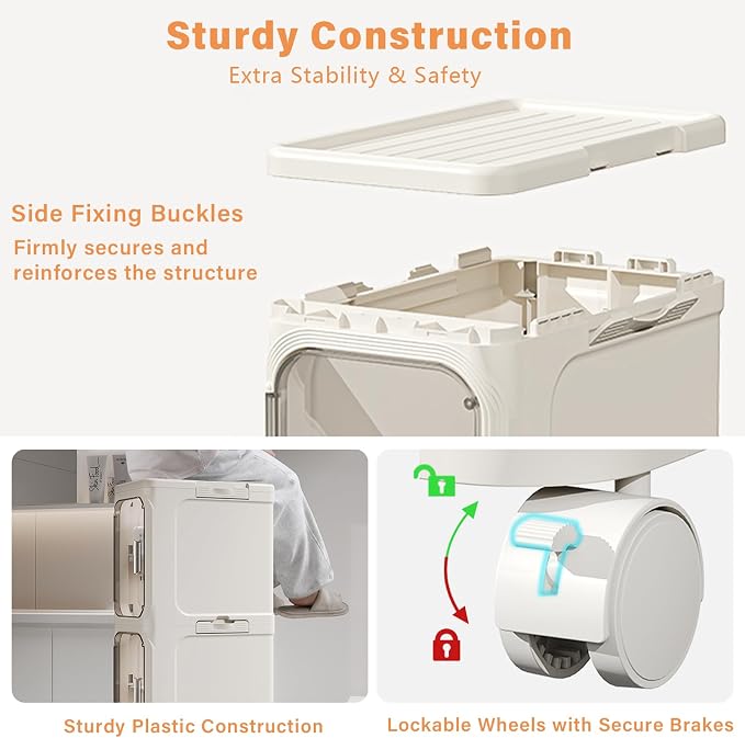2-Tier Slim Bathroom Storage Cabinet, Narrow Storage Cabinet with Wheels, Adjustable Shelves, Magnetic Doors, Water-Proof, Anti-Tip Skinny Organizer Cabinet for Small Space, Cream White