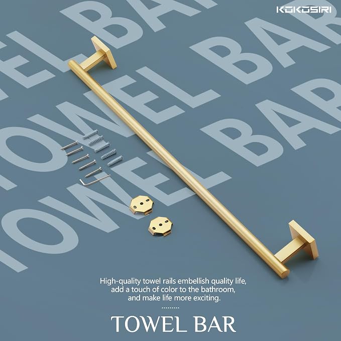 KOKOSIRI Towel Bar Bathroom Towel Holder for Bath Kitchen Cabinet Towel Rails 20 Inch Brushed Gold Stainless Steel B4005BG-L20