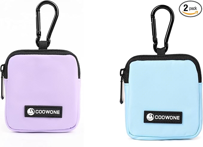 Dog Treat Pouch 2 PCS, Waterproof Small Dog Treat Bag for Leash, Hands Free Puppy Walking Bag with Carabiner, Pet Poop Bag Holder for Pet Puppy Travel or Outdoor Use, Zipper Closure to Avoid Spilling