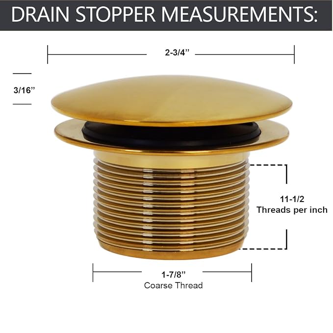 Westbrass A398R-18 1-1/2" NPSM Coarse Thread Mushroom Tip-Toe Bathtub Drain Stopper, Brushed Bronze
