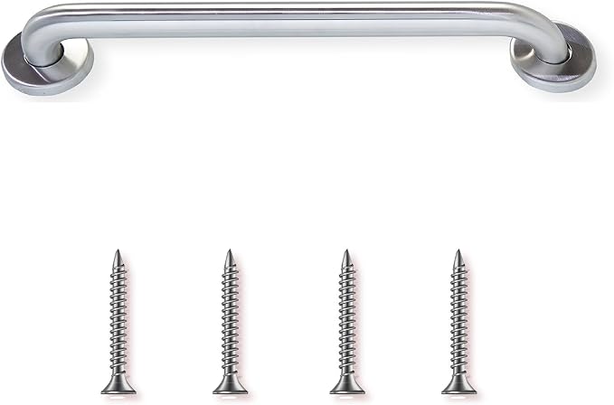 16' Peened Grip Stainless Steel Grab Bars | ADA Safety Bars for Seniors, Handicap, Elderly - Holds Up to 400lbs, For Bathtubs and Showers