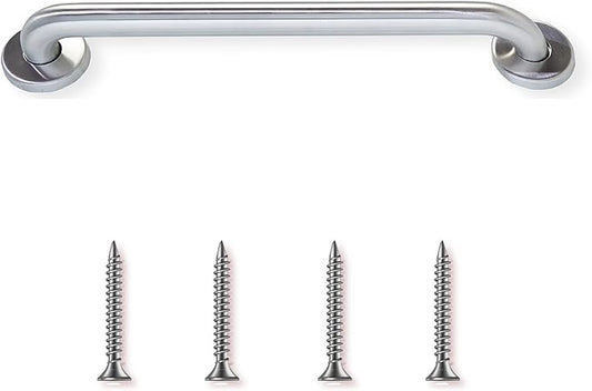 12” Peened Grip Stainless Steel Bathroom Grab Bars for Seniors, Handicap & Elderly - Holds Up to 400lbs, Grab Bars for Bathtubs & Showers