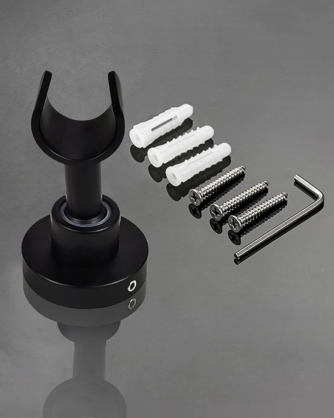 PHASAT Shower Head Holder Wall Mount SUS304 Stainless Steel Shower Wand Holder,Adjustable Handheld Shower Head Bracket Holder Matte Black,A13021B