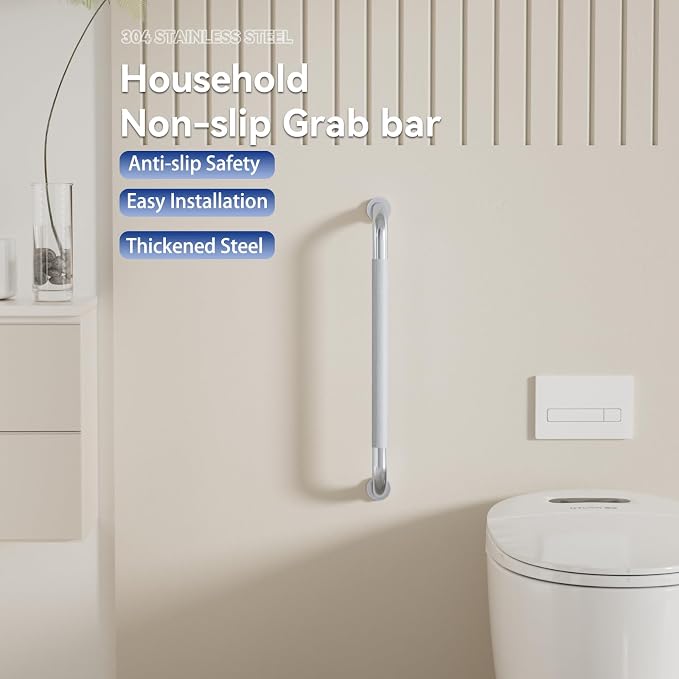 2 Pack 32 Inch Shower Grab Bar, Brushed Nickel Bathroom Grab Bar Handle with Anti-Slip Knurled Grip, Stainless Steel Bath Balance Bar, 1.25" Diameter Bath Safety Bar Support for Seniors Elderly