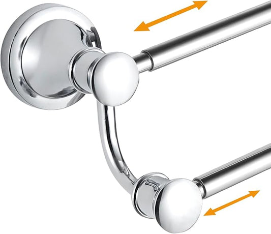 Hoimpro Adjustable Retractable 12-25 Inches Stainless Steel Bathroom Towel Bar, Bathroom Accessories Bath Hotel Double Towel Bar Rod Hanger Wall Mounted Towel Holder Towel Rack, Polished Chrome